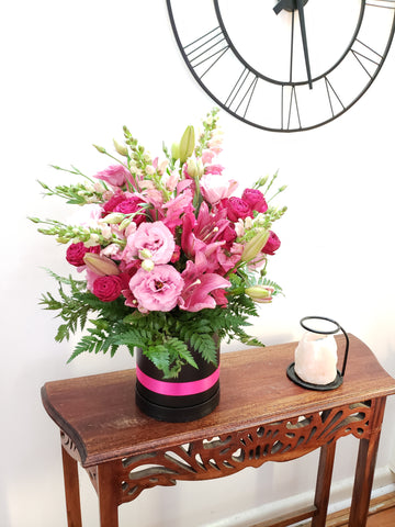 BLACK FLOWER HATBOX  - Pictured is Standard size