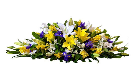 Lilies and Roses casket spray